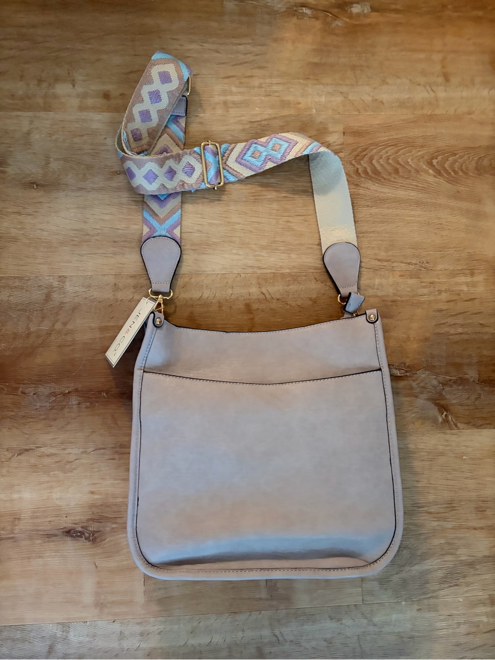 Lavender  Crossbody Bag with Patterned guitar Strap